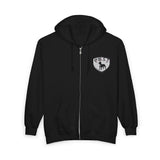 PBST Shield Zip Hoodie — Vintage Dog Emblem Full‑Zip Sweatshirt