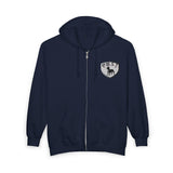 PBST Shield Zip Hoodie — Vintage Dog Emblem Full‑Zip Sweatshirt